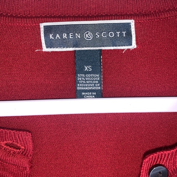 Karen Scott Red Button Down Polka Dot Cardigan Size Extra Small - Picture 9 of 12